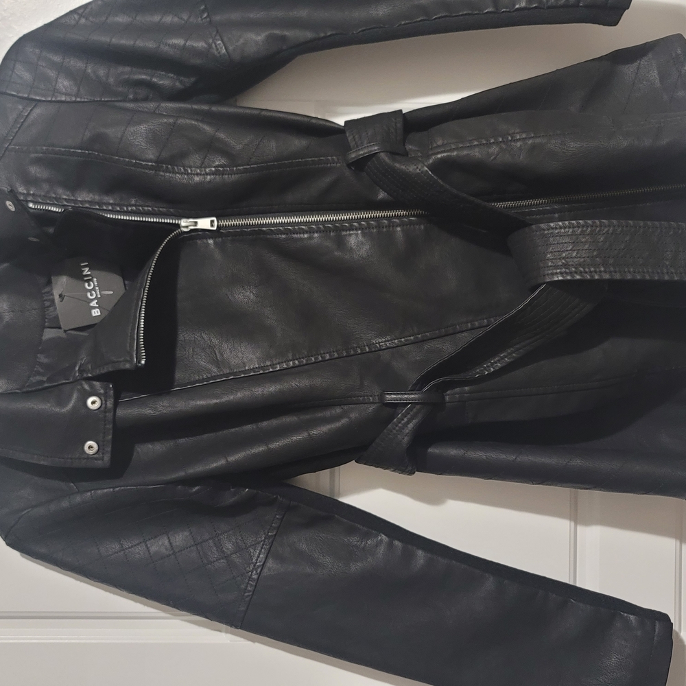 Black Faux Leather Jacket by BACCINI
